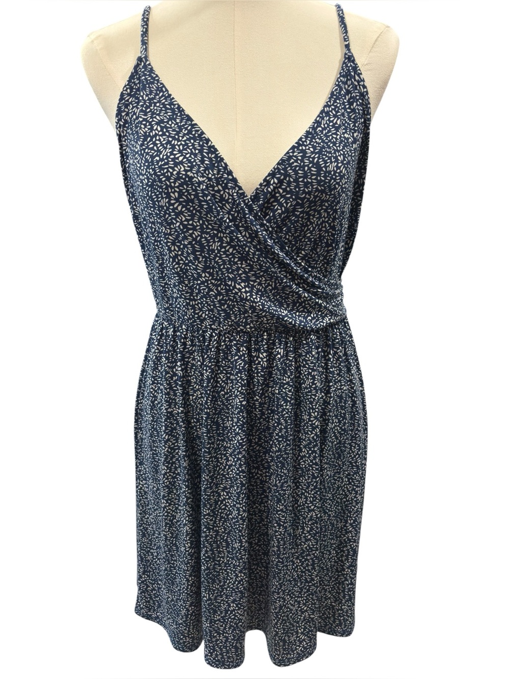 Kayleigh Women’s Large Navy Blue White beachy Sleeveless vacation Mini Dress